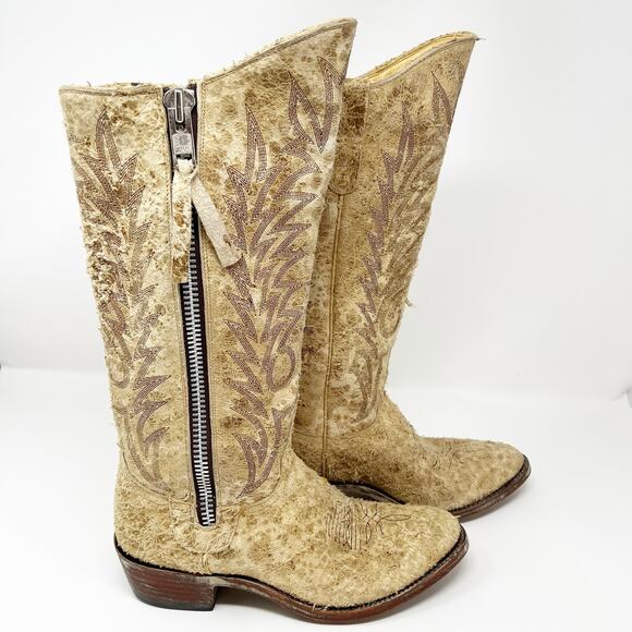 Old Gringo Suede Distressed Western Cowboy Boots Tan Size 7.5 B - Picture 5 of 15